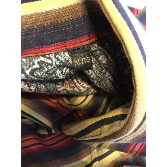 Jack Liyson Mens Button Up Shirt Striped Long Sleeve Contrast Flip Cuffs XL - Picture 8 of 8